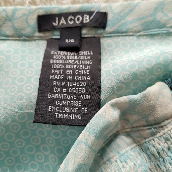 New High- Low Skirt in Silk, Size 5/6 in Mint and White - Picture 3 of 7